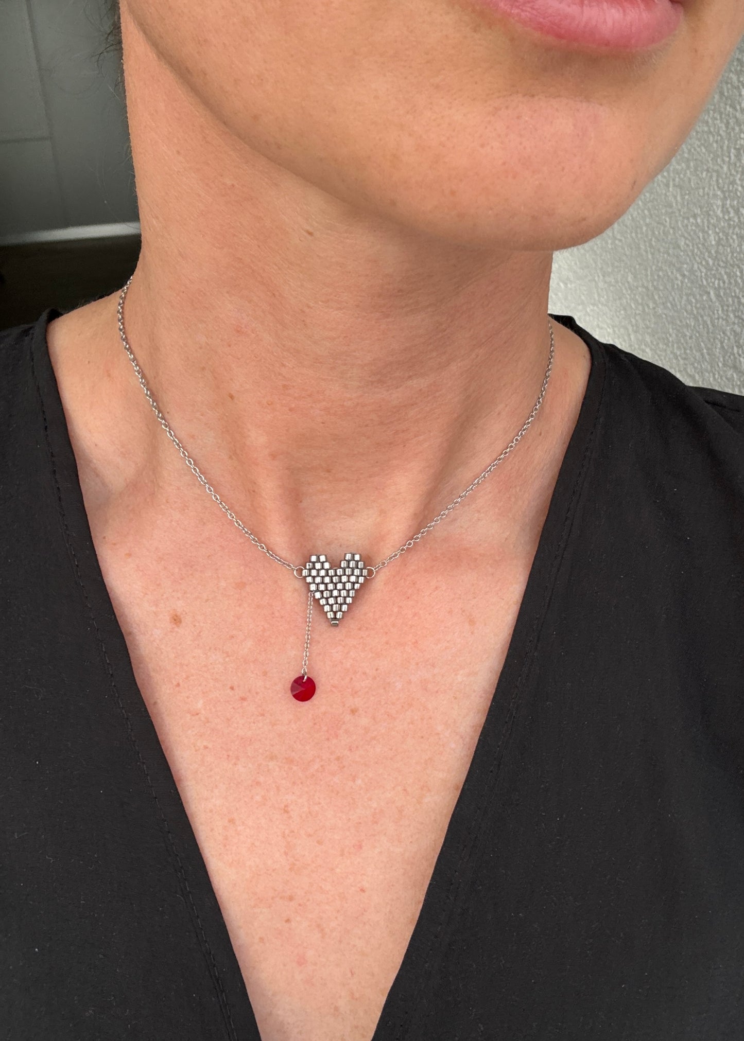 HEART with blood drop necklace